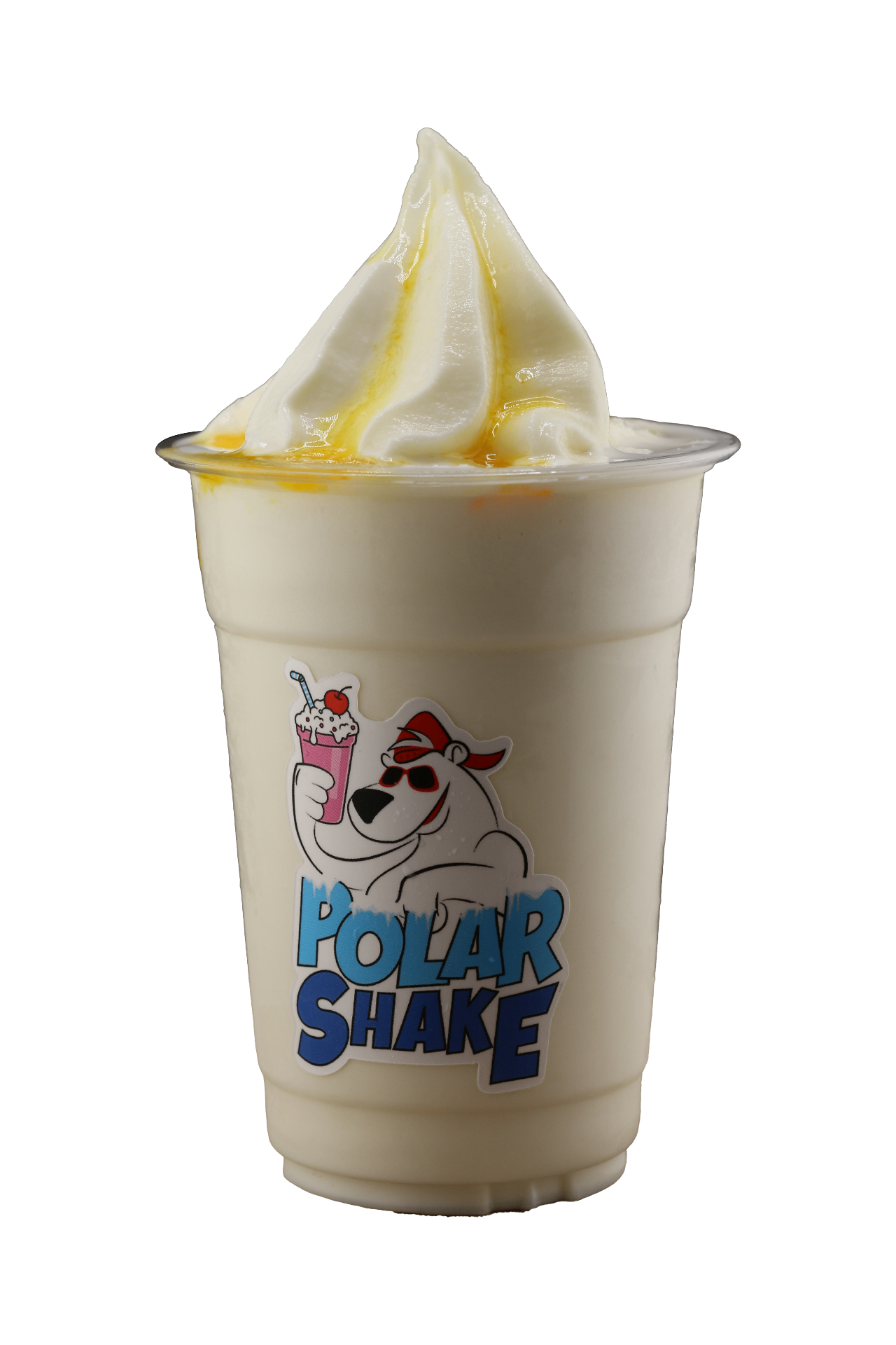 Passion sundae with passion fruit syrup